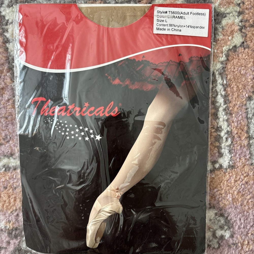 Theatricals Classwear Style T5600‎ Footless Dance Tights Size Large Caramel